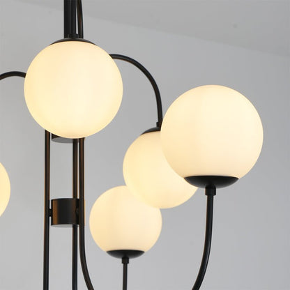 Swan-Neck Metal & Glass Globe Chandelier