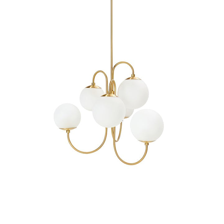 Swan-Neck Metal & Glass Globe Chandelier