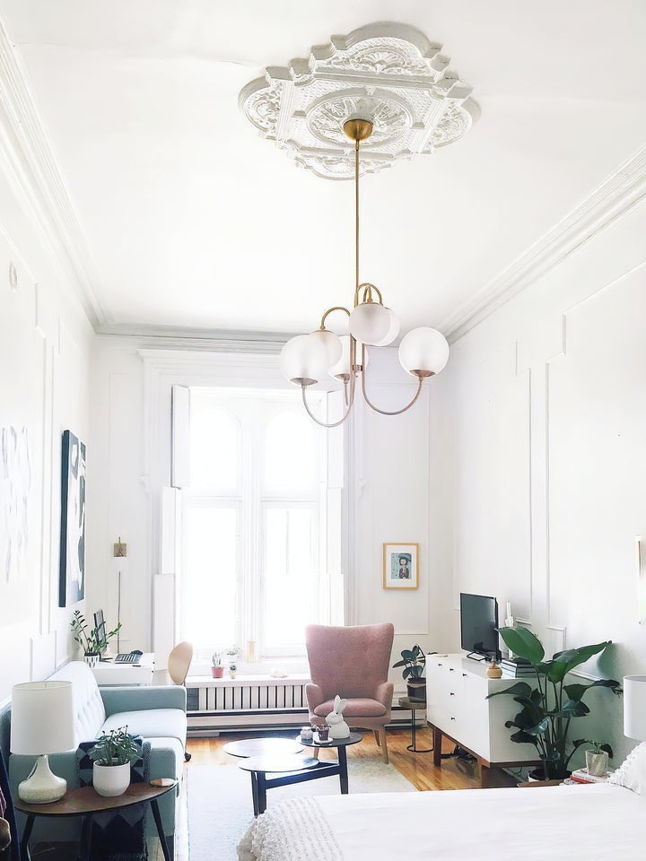 Swan-Neck Metal & Glass Globe Chandelier