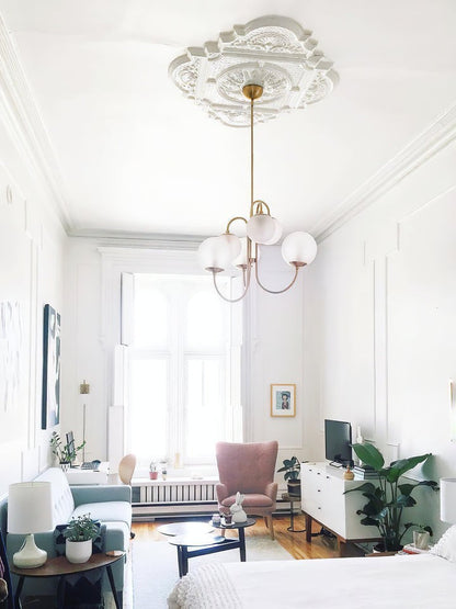 Swan-Neck Metal & Glass Globe Chandelier
