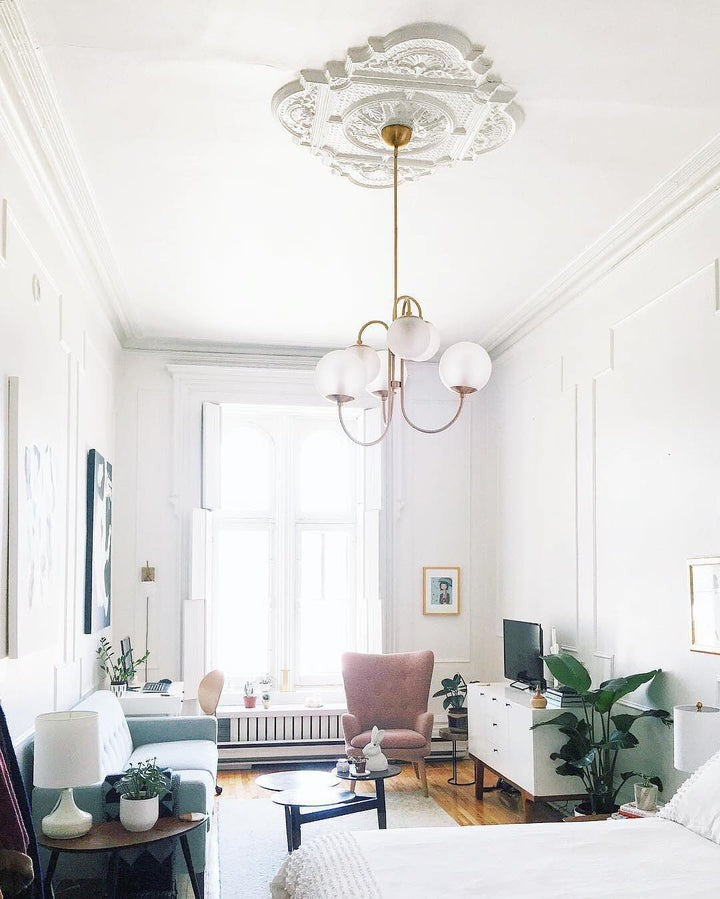 Swan-Neck Metal & Glass Globe Chandelier