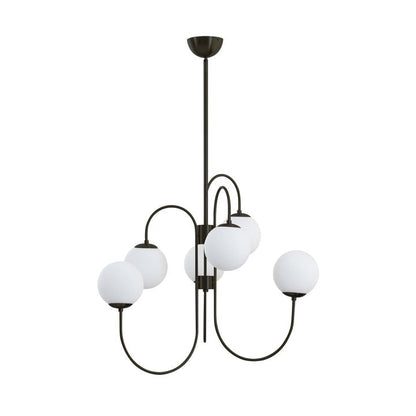 Swan-Neck Metal & Glass Globe Chandelier