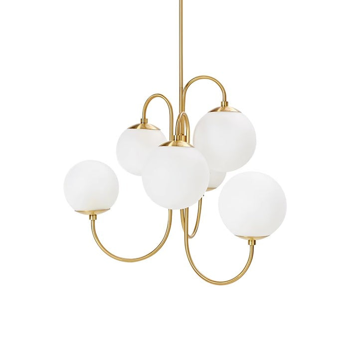 Swan-Neck Metal & Glass Globe Chandelier