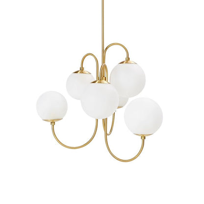Swan-Neck Metal & Glass Globe Chandelier