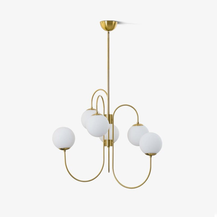 Swan-Neck Metal & Glass Globe Chandelier
