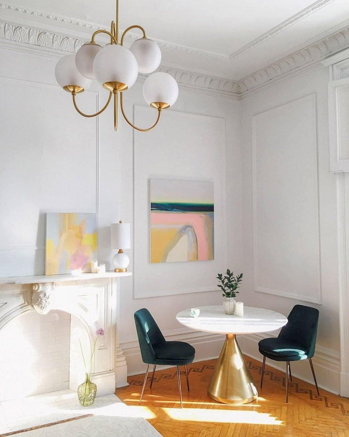 Swan-Neck Metal & Glass Globe Chandelier