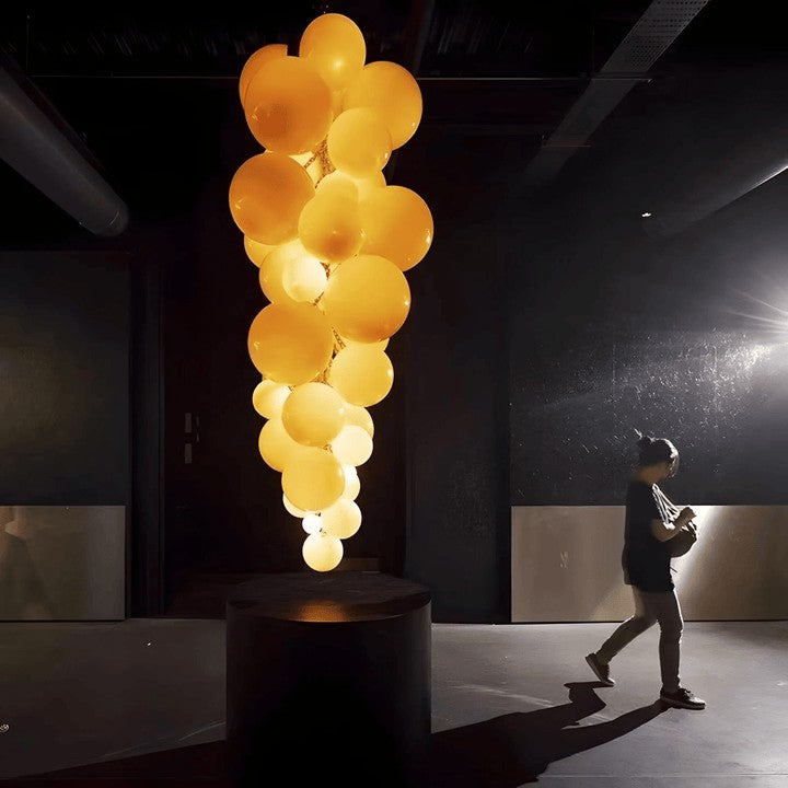 Tiered Handblown Glass Orb Cascade Chandelier
