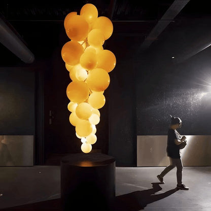 Tiered Handblown Glass Orb Cascade Chandelier