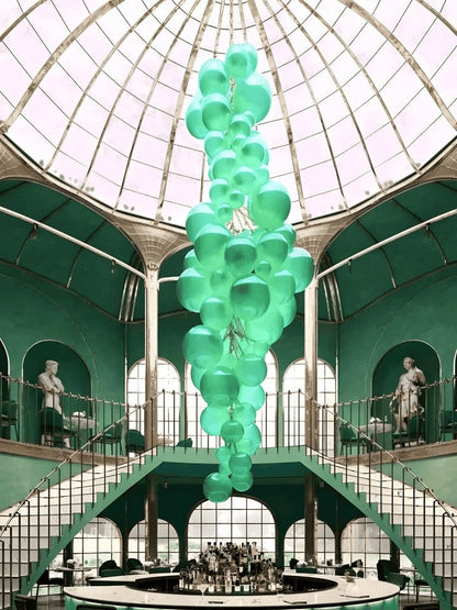 Tiered Handblown Glass Orb Cascade Chandelier