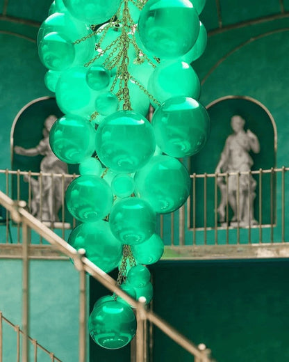 Tiered Handblown Glass Orb Cascade Chandelier