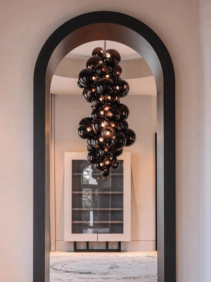 Tiered Handblown Glass Orb Cascade Chandelier