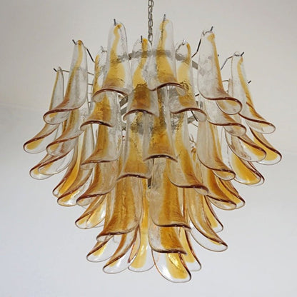 Tiered Handblown Murano Glass Chandelier – Mid-Century Inspired Ceiling Light