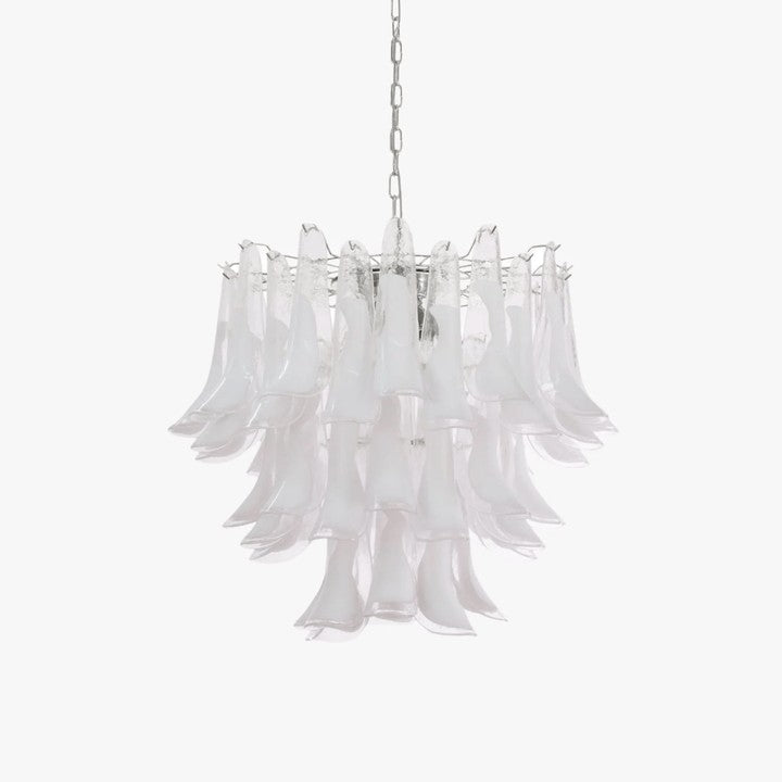 Tiered Handblown Murano Glass Chandelier – Mid-Century Inspired Ceiling Light