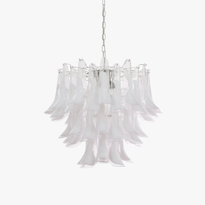Tiered Handblown Murano Glass Chandelier – Mid-Century Inspired Ceiling Light