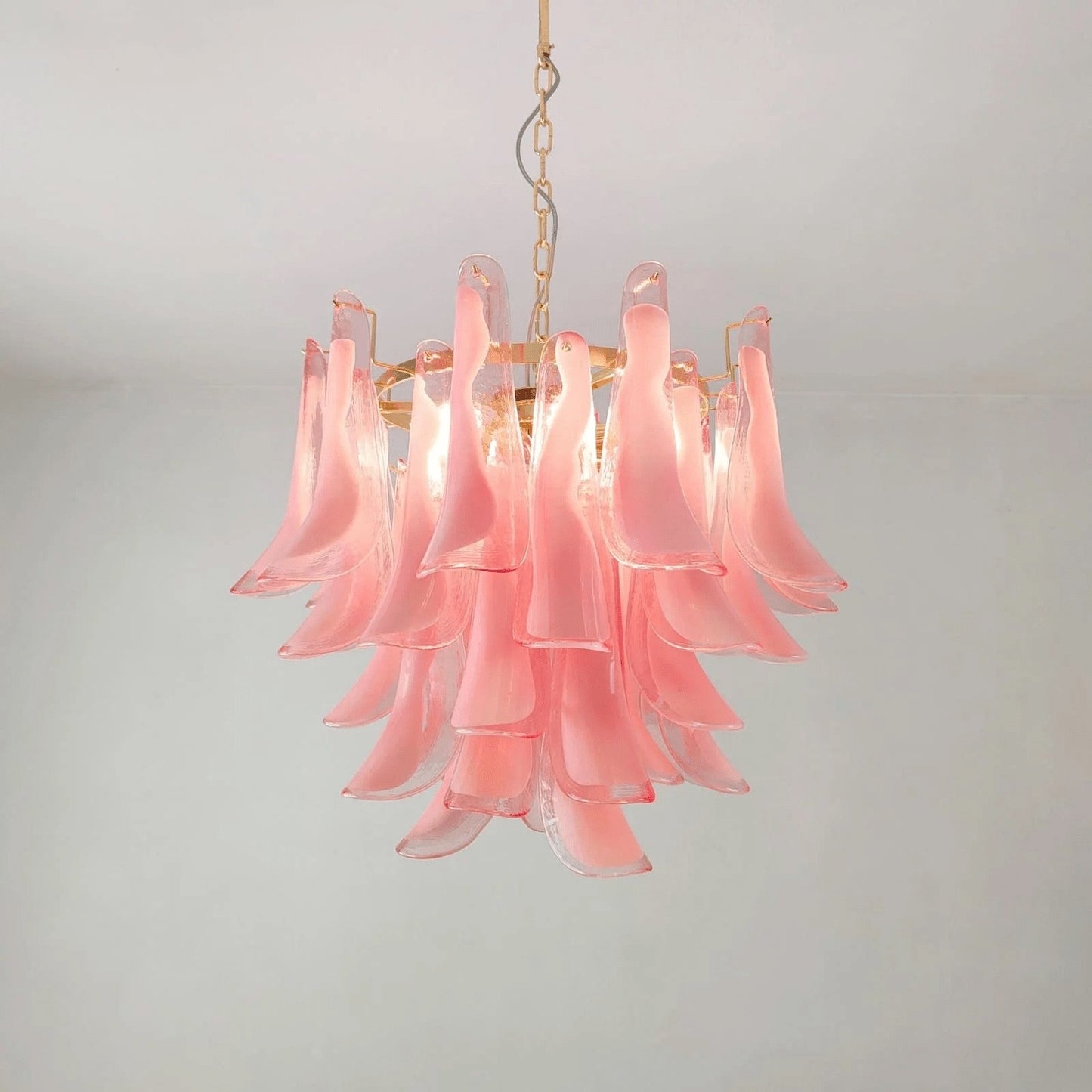 Tiered Handblown Murano Glass Chandelier – Mid-Century Inspired Ceiling Light