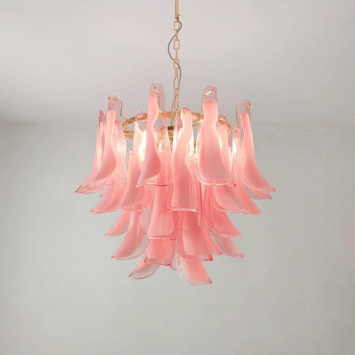 Tiered Handblown Murano Glass Chandelier – Mid-Century Inspired Ceiling Light