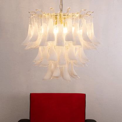 Tiered Handblown Murano Glass Chandelier – Mid-Century Inspired Ceiling Light