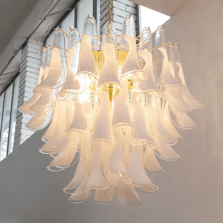 Tiered Handblown Murano Glass Chandelier – Mid-Century Inspired Ceiling Light