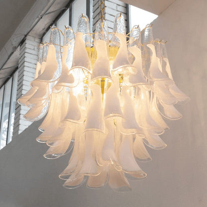 Tiered Handblown Murano Glass Chandelier – Mid-Century Inspired Ceiling Light