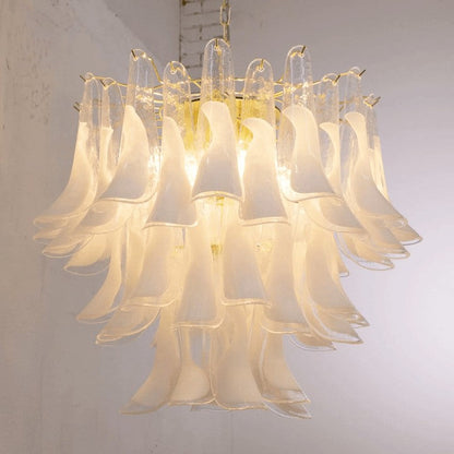 Tiered Handblown Murano Glass Chandelier – Mid-Century Inspired Ceiling Light