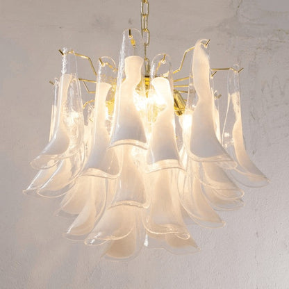 Tiered Handblown Murano Glass Chandelier – Mid-Century Inspired Ceiling Light