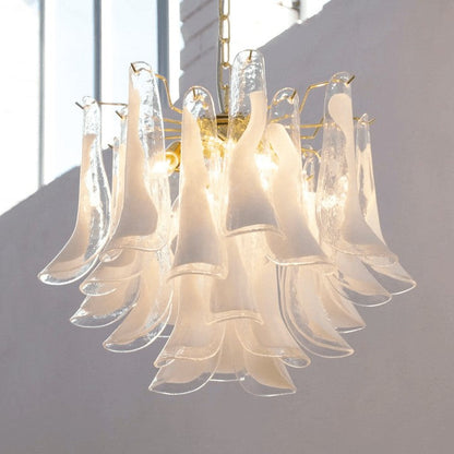 Tiered Handblown Murano Glass Chandelier – Mid-Century Inspired Ceiling Light