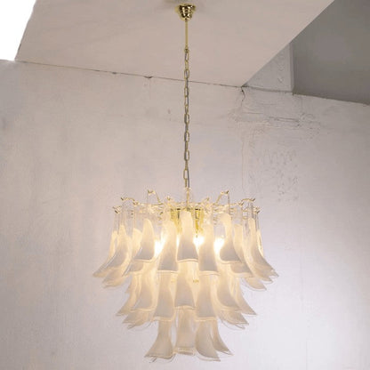 Tiered Handblown Murano Glass Chandelier – Mid-Century Inspired Ceiling Light