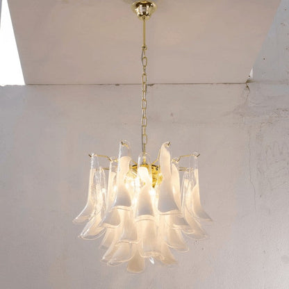 Tiered Handblown Murano Glass Chandelier – Mid-Century Inspired Ceiling Light