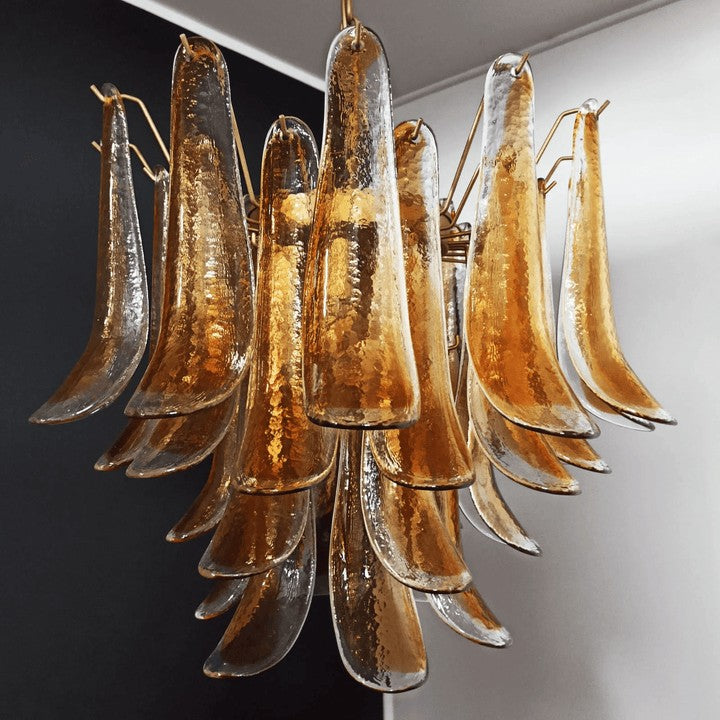 Tiered Handblown Murano Glass Chandelier – Mid-Century Inspired Ceiling Light