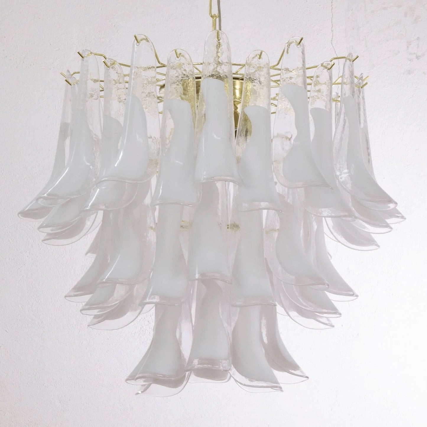 Tiered Handblown Murano Glass Chandelier – Mid-Century Inspired Ceiling Light