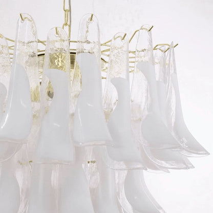 Tiered Handblown Murano Glass Chandelier – Mid-Century Inspired Ceiling Light