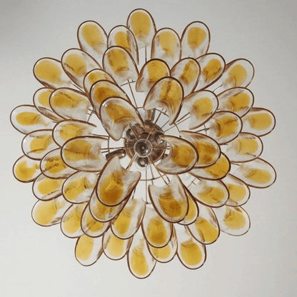 Tiered Handblown Murano Glass Chandelier – Mid-Century Inspired Ceiling Light