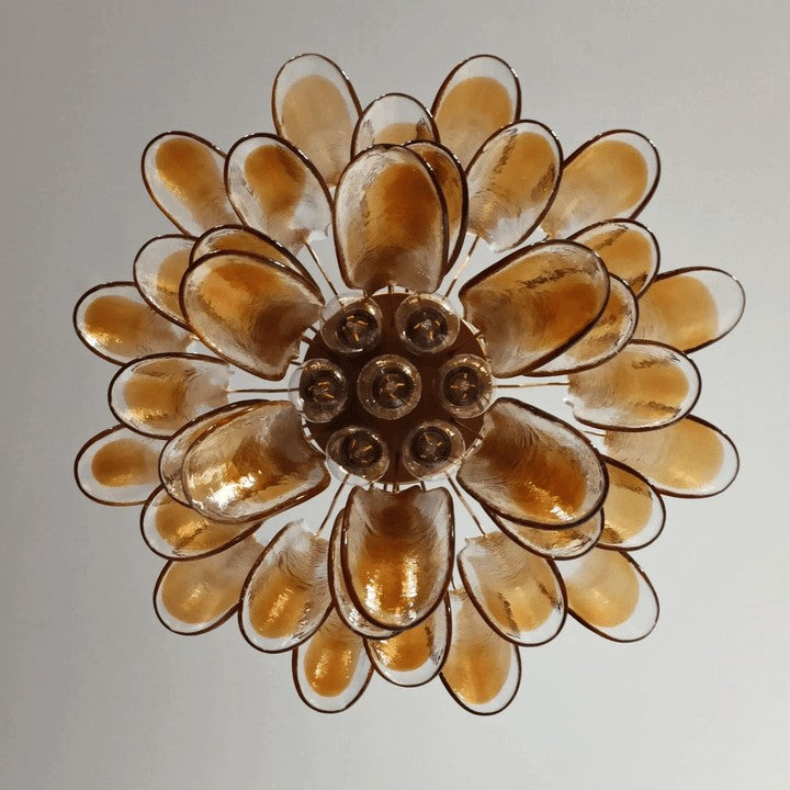 Tiered Handblown Murano Glass Chandelier – Mid-Century Inspired Ceiling Light