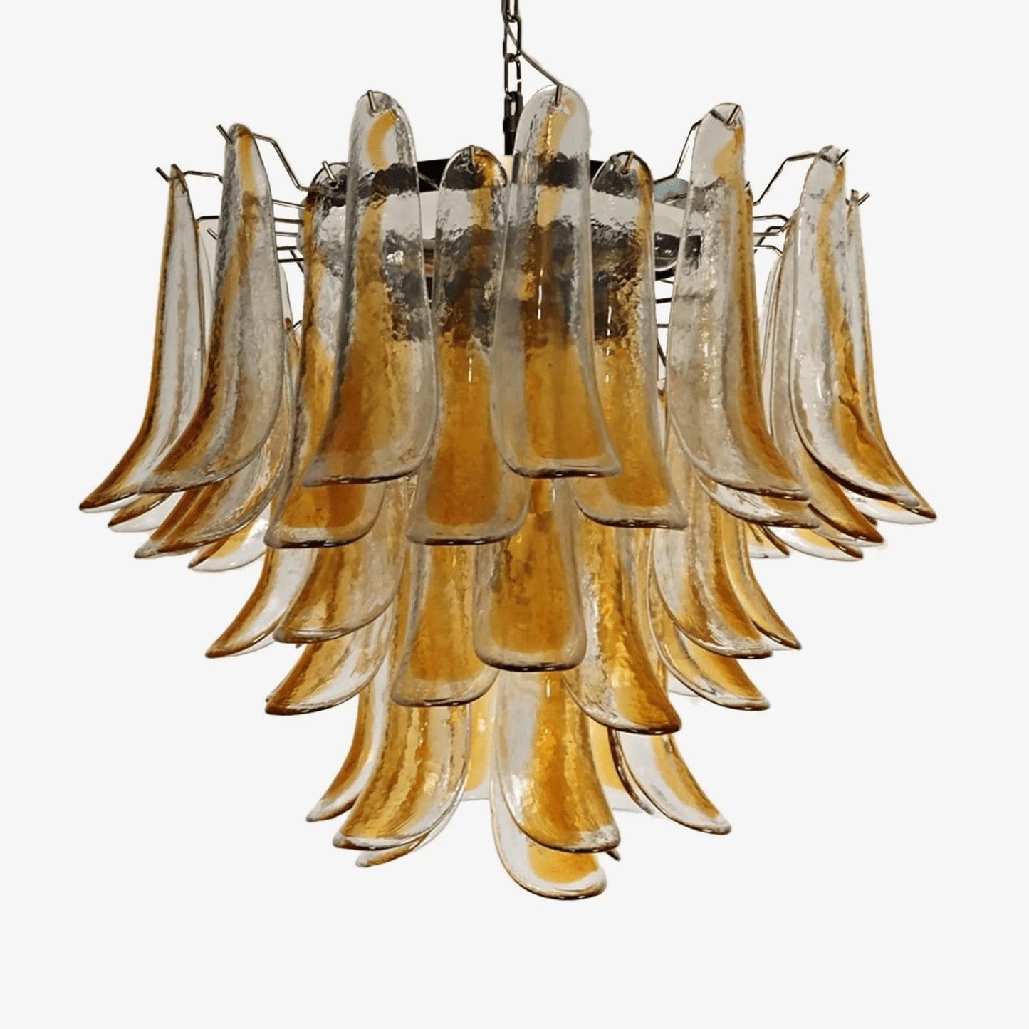 Tiered Handblown Murano Glass Chandelier – Mid-Century Inspired Ceiling Light