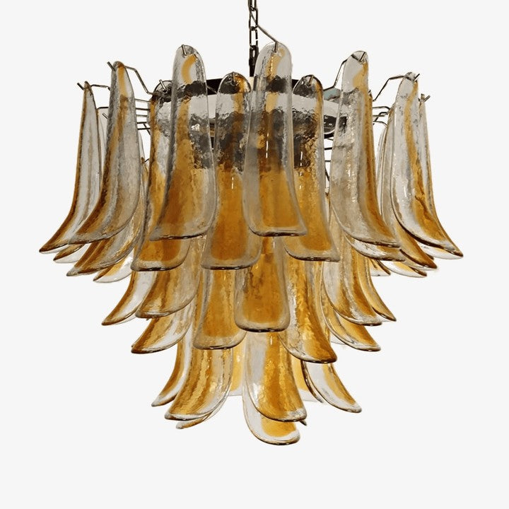Tiered Handblown Murano Glass Chandelier – Mid-Century Inspired Ceiling Light
