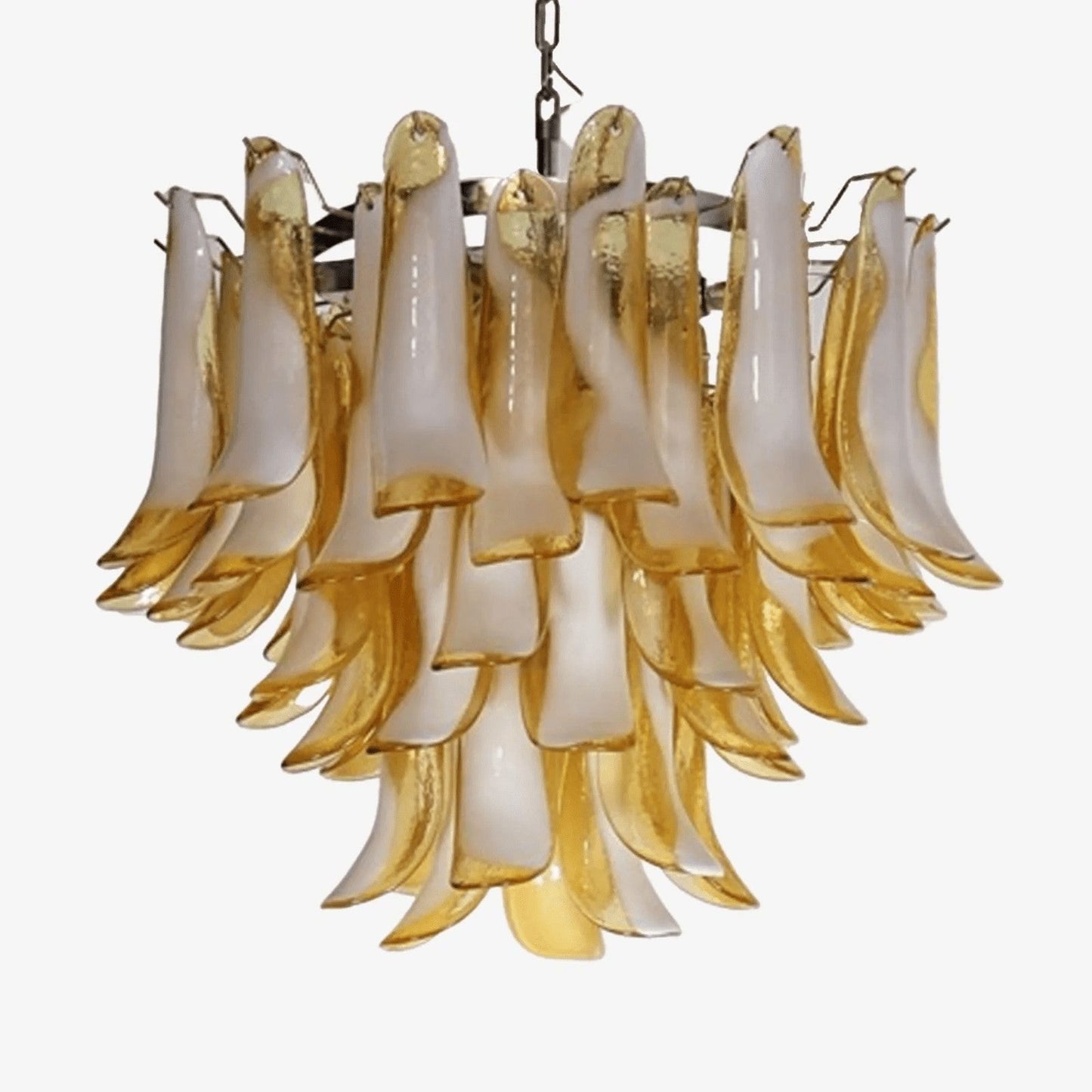 Tiered Handblown Murano Glass Chandelier – Mid-Century Inspired Ceiling Light