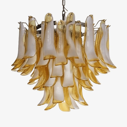 Tiered Handblown Murano Glass Chandelier – Mid-Century Inspired Ceiling Light