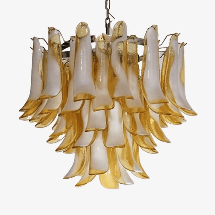 Tiered Handblown Murano Glass Chandelier – Mid-Century Inspired Ceiling Light