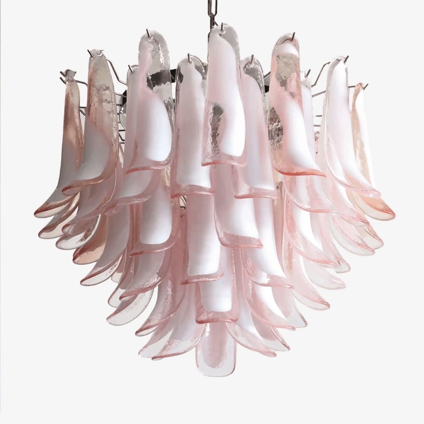 Tiered Handblown Murano Glass Chandelier – Mid-Century Inspired Ceiling Light