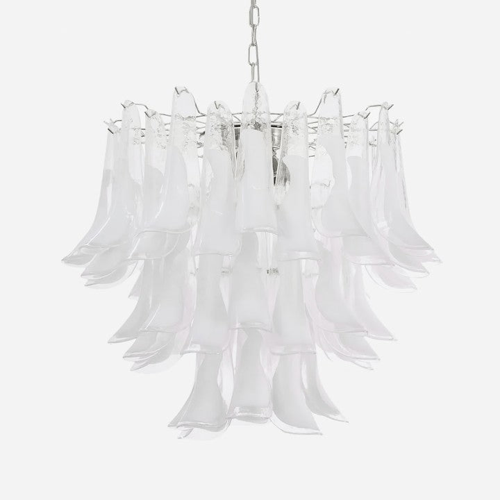 Tiered Handblown Murano Glass Chandelier – Mid-Century Inspired Ceiling Light