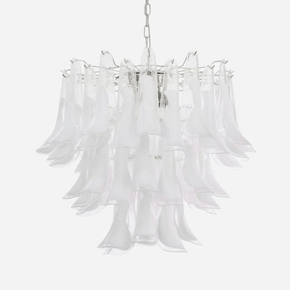 Tiered Handblown Murano Glass Chandelier – Mid-Century Inspired Ceiling Light