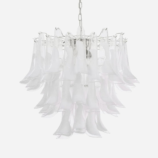 Tiered Handblown Murano Glass Chandelier – Mid-Century Inspired Ceiling Light