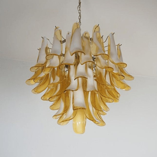 Tiered Handblown Murano Glass Chandelier – Mid-Century Inspired Ceiling Light