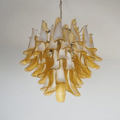 Tiered Handblown Murano Glass Chandelier – Mid-Century Inspired Ceiling Light