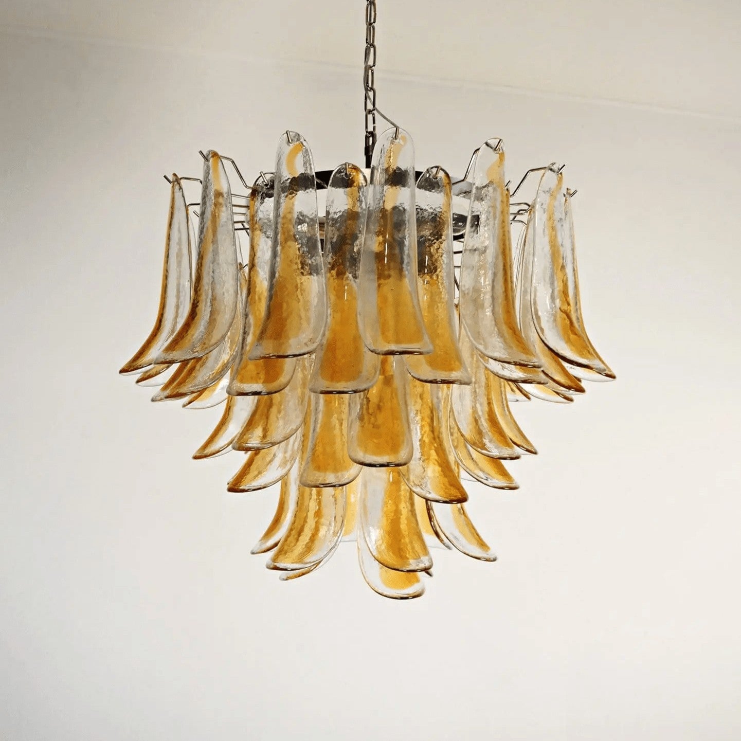 Tiered Handblown Murano Glass Chandelier – Mid-Century Inspired Ceiling Light