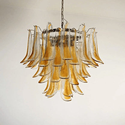 Tiered Handblown Murano Glass Chandelier – Mid-Century Inspired Ceiling Light