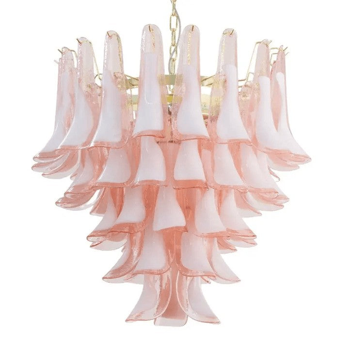 Tiered Handblown Murano Glass Chandelier – Mid-Century Inspired Ceiling Light