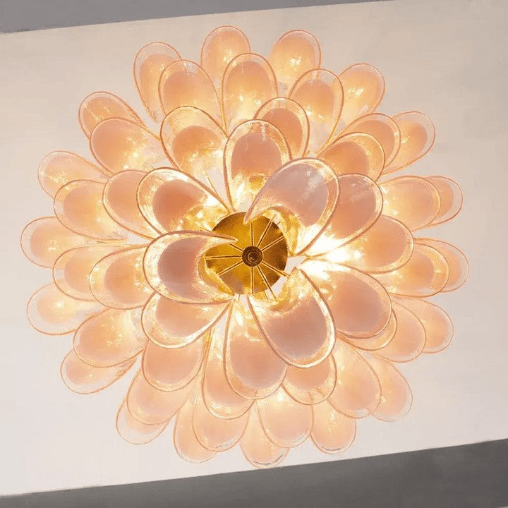 Tiered Handblown Murano Glass Chandelier – Mid-Century Inspired Ceiling Light