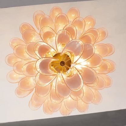 Tiered Handblown Murano Glass Chandelier – Mid-Century Inspired Ceiling Light