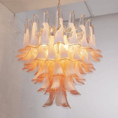 Tiered Handblown Murano Glass Chandelier – Mid-Century Inspired Ceiling Light